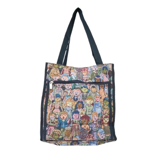 Vintage Tapestry It's A Small World People Shopper Book Tote Bag Multi Cultural - Picture 3 of 6